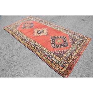 5x9.9 ft Vintage Turkish Rug, Large Rug, <b>Red</b> <b>Wool</b> Rug - Product Image 2