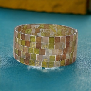 Artisanat en verre coloré cylindrique rond fantaisie décor à la maison de haute qualité vide mosaïque bougie bocaux en verre bocaux pour mariage - Product Image 4