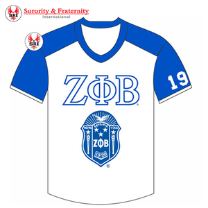 Zeta Phi Beta medio pulóver Jersey de béisbol 100% malla de poliéster hermandad de mujeres ropa cuello en V camiseta bordado apliques Logo - Product Image 1