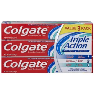 Colgate ba bảo vệ Kem Đánh Răng Fluoride, hương vị thường xuyên tuyệt vời, 6 oz, 3 Gói - Product Image 1