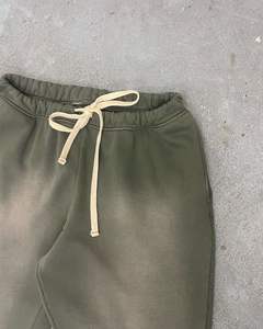 Custom Colors Vintage Wash Cotton <b>Fleece</b> Sweatpants for <b>Men</b> Distressed Acid-Washed Streetwear Lightweight Casual Style Jogging - Product Image 2