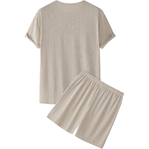 <b>Mens</b> <b>Pyjamas</b> Set Round Neck <b>Short</b> Sleeve Soft Summer T-Shirt <b>Shorts</b> with Pockets Casual Nightwear Loungewear Sleepwear - Product Image 5