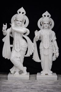 Prabhat Export Tradicional Makrana Mármol Radha Krishna Estatuas del templo con superficie esmaltada para uso religioso - Product Image 2