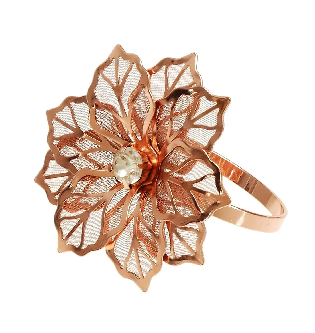 Creative design Best Shiny Polished Copper Napkin Ring Holder Flower design Top trending Standard Cheap price Quality