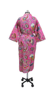 เสื้อคลุมกิโมโนผ้าฝ้ายอินเดียน้ำหนักเบาพิมพ์ลายสีชมพูสำหรับผู้หญิงชุดนอนลำลองฤดูร้อนอาบน้ำอาบน้ำชุดคลุมชายหาดฤดูใบไม้ร่วง - Product Image 6