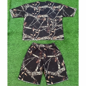 Ensemble T-shirt et short en molleton uni écologique pour homme adulte, style streetwear oversize, 320g, 100% coton, personnalisable, deux pièces, pour l'été - Product Image 2