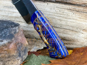 Cuchillo de Caza de Acero de Damasco Hecho a Mano OEM |   Cuchillo de Supervivencia para Exteriores con Hoja Fija y Mango de Resina, Funda de Cuero, 3 Años - Product Image 4