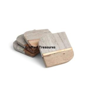 Ensemble de 4 sous-verres à double isolation en marbre et bois de Noël pour restaurant de bureau à domicile une variété de scènes de qualité moderne - Product Image 2