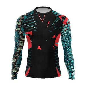 Concevez votre propre rashguard MMA à manches longues, t-shirt personnalisé imprimé en sérigraphie pour hommes, anti-UV, respirant, séchage rapide - Product Image 2