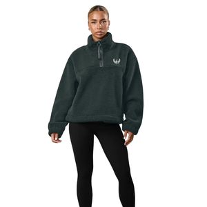 Charcoal Quarter Zip <b>Fleece</b> <b>Jacket</b> Women Oversized Pullover High Neck Cozy Sweatshirt <b>Warm</b> Casual Winter Layer Wear - Product Image 1