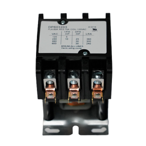 Contacteur 3 pôles Supco DP601203 HVAC&R 120V 60FLA 75RLA Forme rectangulaire - Product Image 2