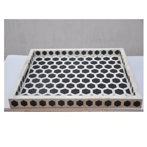 Bandeja de servicio con incrustaciones de hueso de último diseño para mesas y espacios habitables Suministro de personalización del exportador indio disponible - Product Image 2