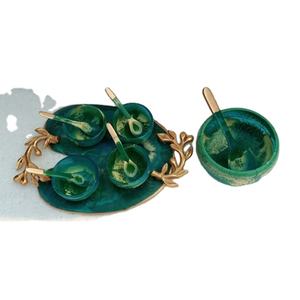 Plateau de service alimentaire antique et bols et cuillères ensemble de serveur type de vaisselle en gros résine fait nouvelle arrivée ensemble de vaisselle - Product Image 1