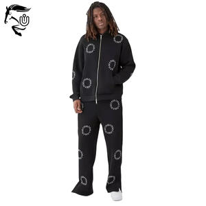 Sudadera con capucha de transferencia de calor personalizada para hombre lavada con ácido vintage OEM talla XL 100% algodón negro Zip Hoodie Streetwear chándales para invierno - Product Image 1