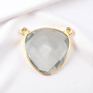 DIY Double Bail Trillion Facettes Cristal Quartz Gemstone Plaqué Or Charme Pendentif Collier En Gros - Product Image 1