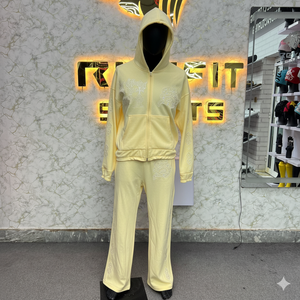 Conjunto de chándal azul con capucha y estampado blanco, sudadera con cremallera completa y pantalones, estilo streetwear para adultos - Product Image 4