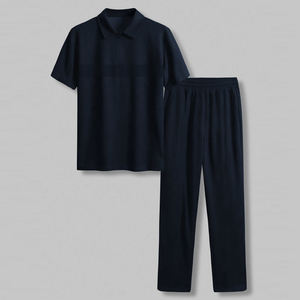 Top Selling Wholesale <b>Men</b> Minimalist <b>Navy</b> Blue Tracksuit With Custom Design two-piece outfit Streetwear OEM Custom Logo - Product Image 3