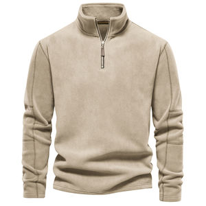 2024 Brand Quality Fall Winter Warm <b>Half</b> <b>Zip</b> Fleece <b>Sweatshirts</b> <b>Men</b> Solid Color Casual Fleece Jacket - Product Image 5