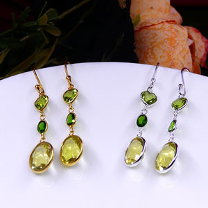 Traditional 925 Sterling Silver Cheap Elegant Lemon Topaz Gemstones Wholesale Wedding Women Wear <b>Earring</b> Set - Product Image 4