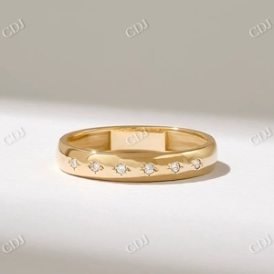 Anillo de boda de diamantes cultivados en laboratorio de lujo de 3,40 MM, anillo apilable minimalista de media eternidad, juego de flush único, bandas de diamantes de laboratorio para ella - Product Image 2