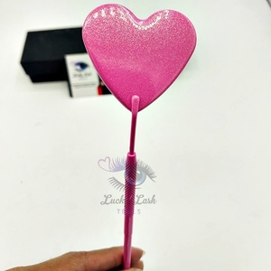 Espejo brillante rosa claro en forma de corazón etiqueta personalizada pinzas de acero inoxidable sólido número de modelo herramientas de pestañas herramienta empaquetada - Product Image 3
