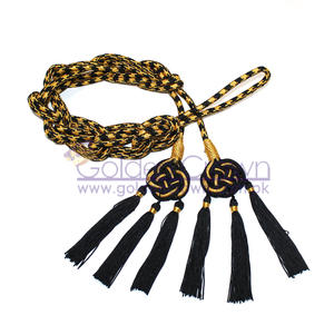 Vente en gros 2025 pompon de cordon de cinture sur mesure de qualité supérieure avec doré et noir - Product Image 1