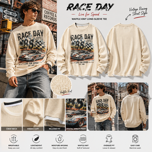 Camiseta de Manga Larga Personalizable Estilo Waffle para Hombre, Diseño Retro de Motorsport, Moda Urbana, Jersey Vintage para Eventos de Carreras, Camiseta para Club de Fans - Product Image 2