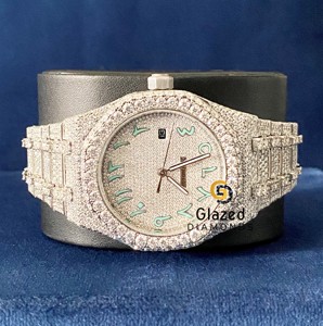 Movimiento de cuarzo mecánico automático de lujo Moissanite reloj colección corte brillante VVS1 estilo Hip Hop reloj de diamantes - Product Image 3