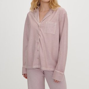bamboo <strong>cotton</strong> women's pyjama button-down sleep shirt and pant set organic jersey Women Lounge <strong>Wear</strong> striped womens sleepwear - Product Image 2