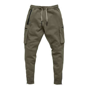 Pantalons de jogging cargo pour hommes, taille plus, vente en gros, cordon de serrage à la cheville, pantalon de survêtement décontracté, coupe slim, taille mi-haute, en molleton - Product Image 4
