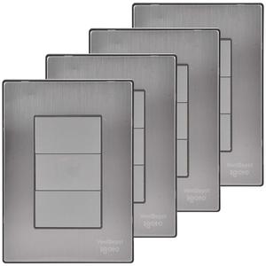Revestimiento de Pared Sofisticado, MXIIM-004, 4 Piezas, Placa Lisa, Plateado, Acero Inoxidable/PC. - Product Image 1