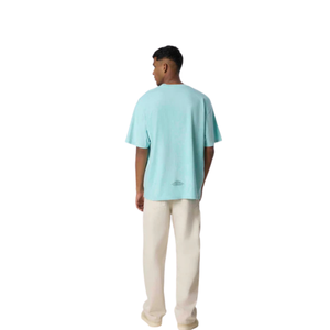 T-shirts pour hommes en coton 100% lavé, coupe ample, bleu bébé, style vintage, streetwear décontracté, doux, respirant, pour un usage quotidien urbain - Product Image 5