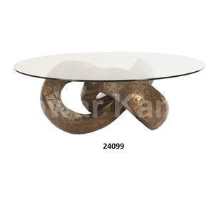 Alta calidad bronce acero inoxidable y vidrio templado transparente forma Rectangular 2 niveles Mesa sofá mesa auxiliar Ideal para sala de estar - Product Image 2