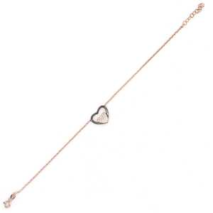 925 Sterling <b>Silver</b> Heart Key Model Crystal <b>Bracelet</b> with Pink Black and White Stones Elegant <b>Bangles</b> - Product Image 4