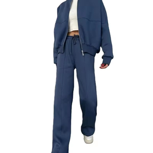 Ensemble survêtement pour femme, sweat-shirt et pantalon de survêtement en molleton de coton lourd avec logo personnalisé brodé, coupe ample, 2 pièces, streetwear - Product Image 5