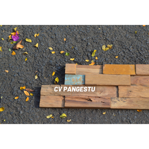 Panneau mural en bois de teck recyclé moderne 3D naturel, artisanal, solide, insonorisant, motif géométrique, décoratif pour salon - Product Image 4