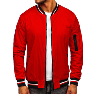Vestes de baseball bomber pour hommes avec logo personnalisé, broderie, design rayé de qualité supérieure, col et poignets côtelés tricotés - Product Image 1