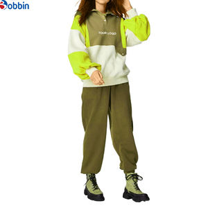 เสื้อฮู้ดแฟชั่นลำลองทรงสลิมฟิตสำหรับผู้หญิง แขนยาว ตัดสี ผ้าฝ้ายฟลีซ ชุดวอร์ม 100% ผ้าฝ้าย - Product Image 5