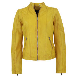 Nuevo abrigo de motorista de piel sintética XL para mujer de primavera, chaqueta de calle amarilla con cuello alto largo y ropa de abrigo de moda holgada - Product Image 1