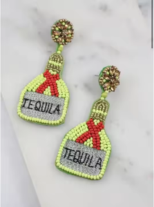 Pendientes de botón bordados con cuentas de semillas en forma de botella, joyería de moda, clásicos para fiesta, hechos a mano para mujeres y niñas, artesanías MD de la India - Product Image 6