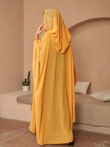 Thobe / Thawb 2024 personnalisé en gros robe musulmane robe de mariée musulmane robes longues femmes musulman brodé couleur noire - Product Image 5