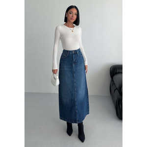 Jupe longue droite en jean - Product Image 6