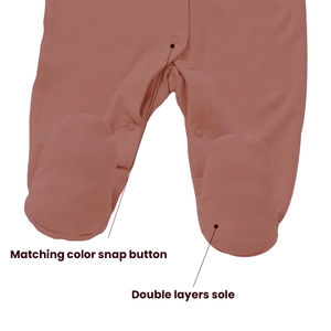 Mameluco suave de color sólido cómodo y elegante para bebé con botones a presión, Mono para niños pequeños recién nacidos - Product Image 6