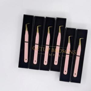 Pince à cils GETUP BROSONS IMPEX en acier inoxydable durable, nouvelle, rose clair, revêtement poudré, 90 degrés, volume de cils accru, vente en gros - Product Image 4