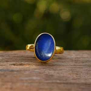 Anillo de lapislázuli hecho a mano Anillo de declaración de plata esterlina chapado en oro de 18 quilates - Product Image 3