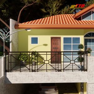 Barandilla de balcón de hierro forjado a mano artística para casas de lujo barandilla decorativa al aire libre con patrón de desplazamiento y diseño personalizado - Product Image 5