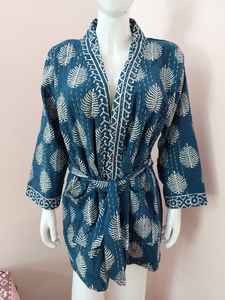 Chaqueta Kantha de algodón hecha a mano con estampado para mujer de buena calidad Kimono vestido de longitud media 100% algodón cintura Natural - Product Image 5
