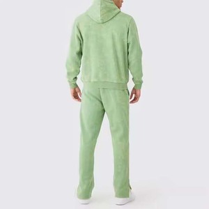 Custom Manufacturers Streetwear OEM Best French Terry <b>Drop</b> Shoulder Oversize Acid Wash Light Green Sweatsuit for Men - Product Image 6