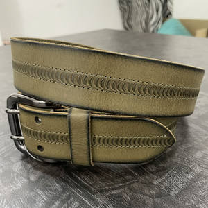 Cinturón de Cuero Nobuck Desgastado para Hombre al por Mayor, Textura Repujada, Hebilla de Doble Punta, Estilo Casual, Piel de Vaca - Product Image 3