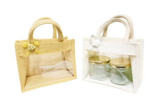 Vintage <b>Jute</b> Luggage Bag Rectangle Shape with Retro Style - Product Image 4